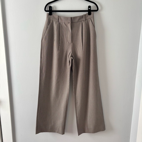 Abercrombie & Fitch Sloane Tailored Pants Wide Leg Trouser High Rise Brown Print - Picture 3 of 7